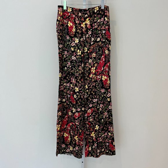 ETRO BLACK BROWN MULTI FLORAL VISCOSE TROUSERS MODEL 19212 SIZE IT 44 / US 8 NWT - Picture 3 of 17